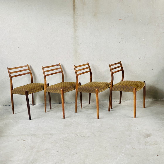 Image 1 of 4 x Niels O. Møller Palissander Eetkamerstoelen Model 78 from J.L. Møller Möbelfabrik, Denmark 1962