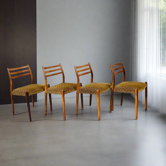 Image 1 of 4 x Niels O. Møller Palissander Eetkamerstoelen Model 78 from J.L. Møller Möbelfabrik, Denmark 1962