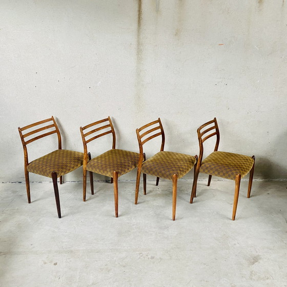 Image 1 of 4 x Niels O. Møller Palissander Eetkamerstoelen Model 78 from J.L. Møller Möbelfabrik, Denmark 1962