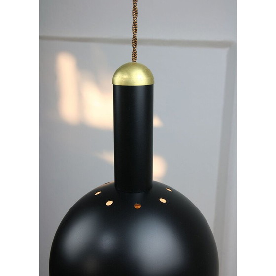 Image 1 of Vintage hanglamp van zwart en messing