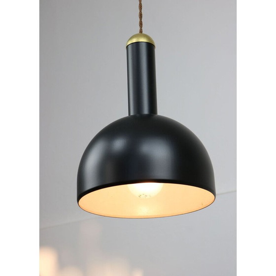 Image 1 of Vintage hanglamp van zwart en messing