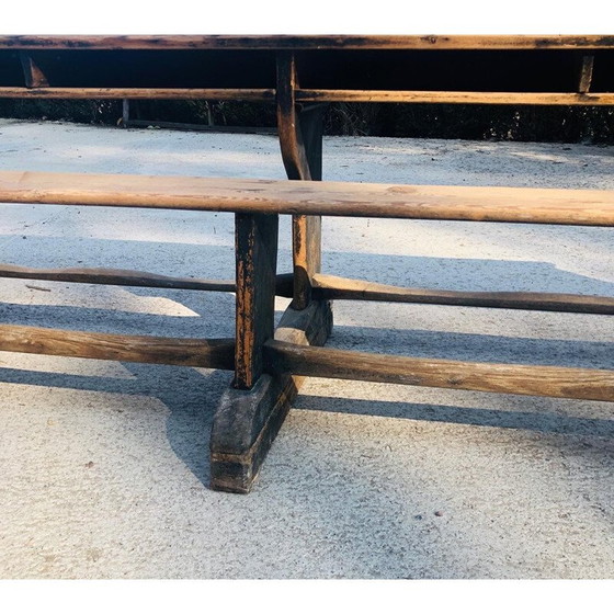 Image 1 of Vintage houten lessenaar met vijf zitplaatsen