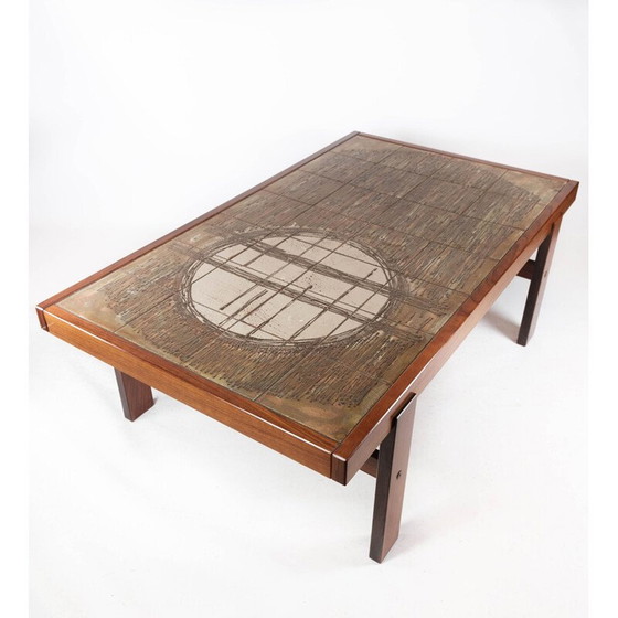 Image 1 of Vintage teakhouten salontafel met tegels, Denemarken 1960