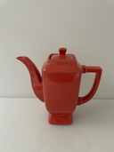 Vintage Koffiepot Klassiek Design Koraalrood Geglazuurd Keramiek