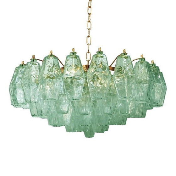 Image 1 of Kroonluchter Poliedro Glas Groen