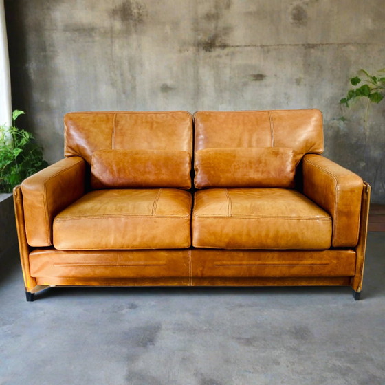 Image 1 of Baxter Arcon Italiaans design buffel leren sofa Marco Milisich 1980