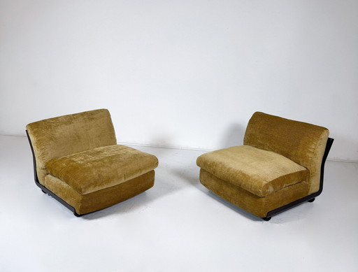 Mid Century Modern Paar "Amanta" fauteuils van Mario Bellini, 1960S