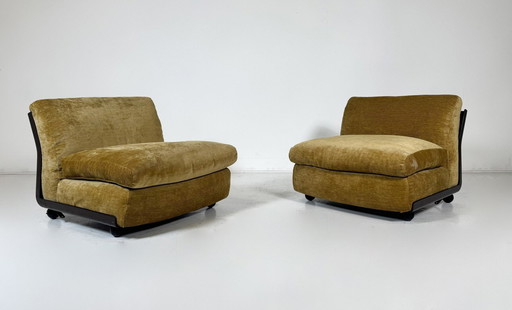 Mid Century Modern Paar "Amanta" fauteuils van Mario Bellini, 1960S