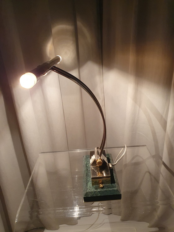 Image 1 of Tafel/wandlamp messing/marmer 1980