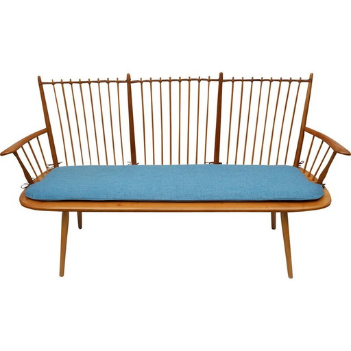 Vintage massief kersenhouten bank door Albert Haberer voor Fleiner, Duitsland 1950