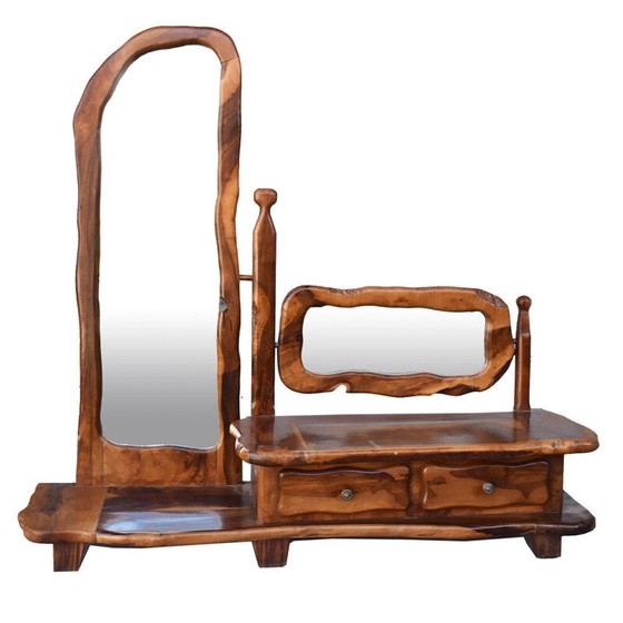 Image 1 of Vintage brutalistische olijfkleurige kaptafel, 1960-1970