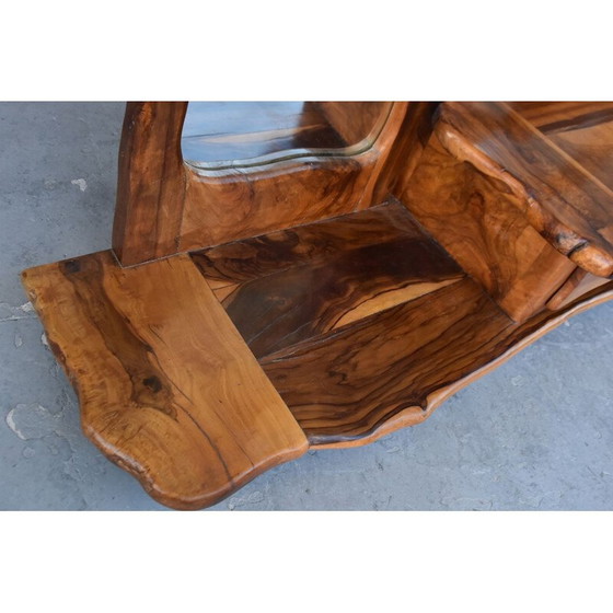 Image 1 of Vintage brutalistische olijfkleurige kaptafel, 1960-1970