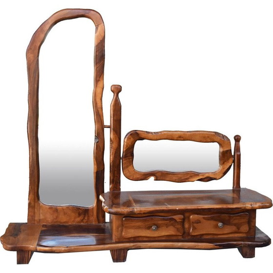 Image 1 of Vintage brutalistische olijfkleurige kaptafel, 1960-1970