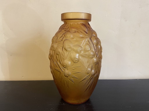 Vaas Art Deco 1930 Amber Kleur Frans