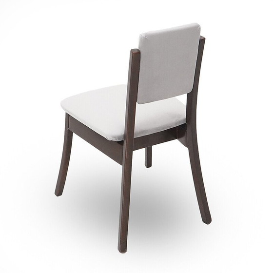 Image 1 of Set van 6 vintage stoelen in massief hout en grijs fluweel van Angelo Mangiarotti voor La Sorgente del Mobile, 1970