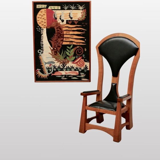 Image 1 of Vintage eiken armstoel, Frankrijk 1980