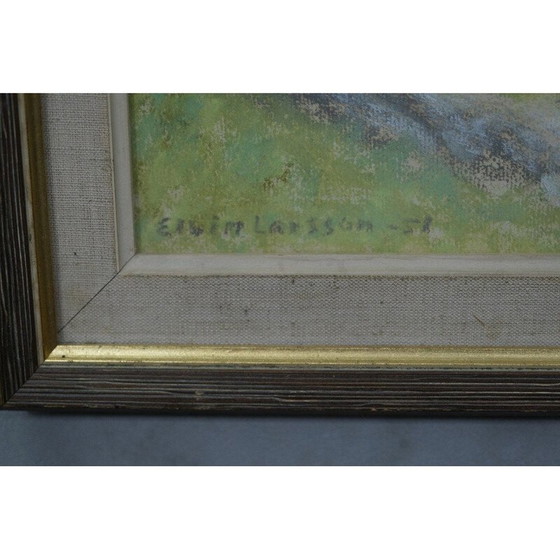 Image 1 of Vintage pastelschilderij door Elvin Larsson, Zweden 1958