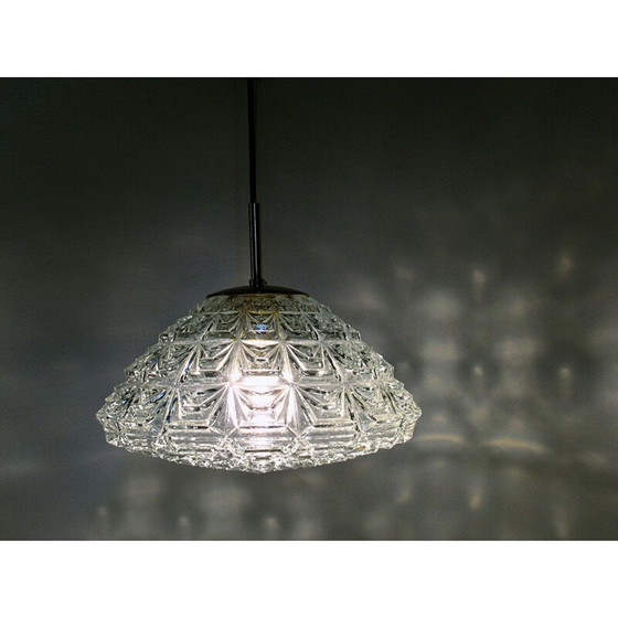 Image 1 of Vintage glas en messing hanglamp Limburg 1960