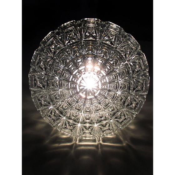 Image 1 of Vintage glas en messing hanglamp Limburg 1960