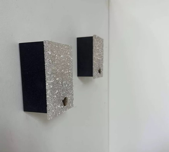 Image 1 of 2X D'Applique Vintage, perspex en zwart gelakt metaal, Frankrijk 1960