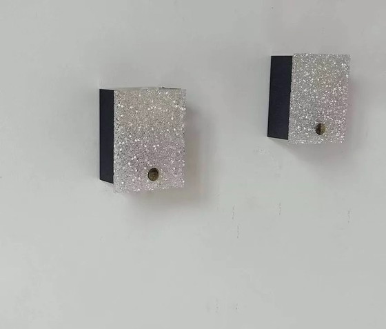 Image 1 of 2X D'Applique Vintage, perspex en zwart gelakt metaal, Frankrijk 1960