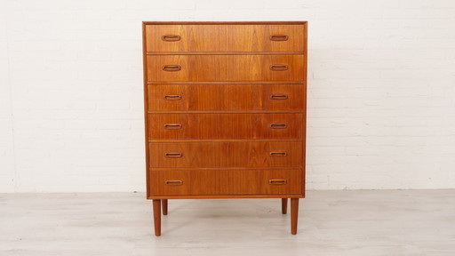 Vintage Deense teak ladekast | 6 lades | 109 cm