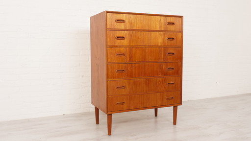 Vintage Deense teak ladekast | 6 lades | 109 cm