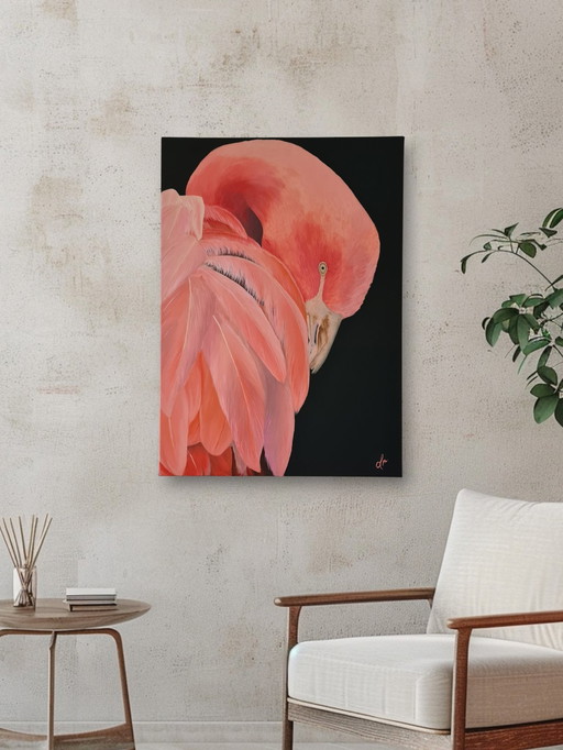 Acrylverf Schilderij Flamingo 50X70 Cm