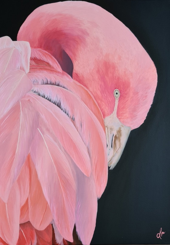 Image 1 of Acrylverf Schilderij Flamingo 50X70 Cm