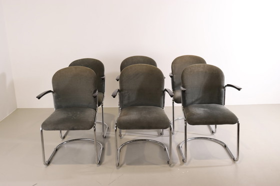 Image 1 of 4x Gebr. van der  stroom Dutch Originals model gispen 413r chair