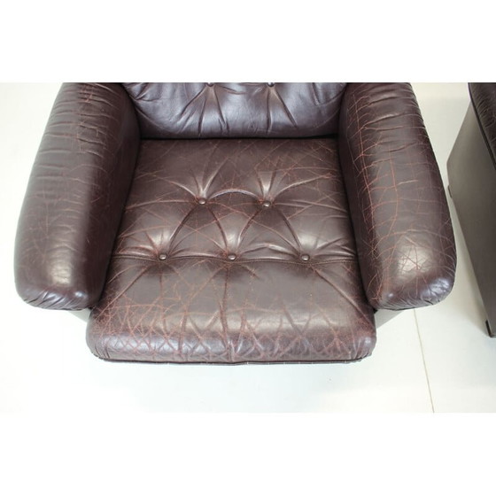 Image 1 of Paar vintage fauteuils van hout en leer, Finland 1980