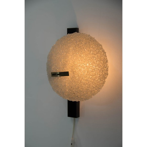 Image 1 of Vintage geometrische wandlamp van zwart metaal en hars van Pokrok Zilina, 1960
