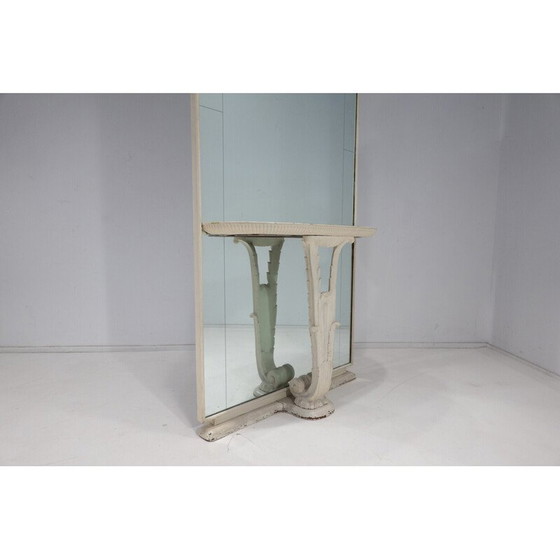 Image 1 of Vintage console spiegel van hout en glas, Italië 1940