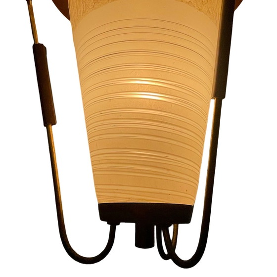 Image 1 of MCM - Vintage plafondlamp - Met teakhout en koperen accenten