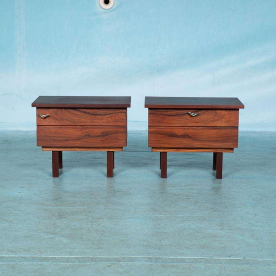 Image 1 of Vintage set gerenoveerde nachtkastjes, midmod nightstands