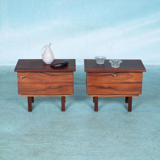 Image 1 of Vintage set gerenoveerde nachtkastjes, midmod nightstands