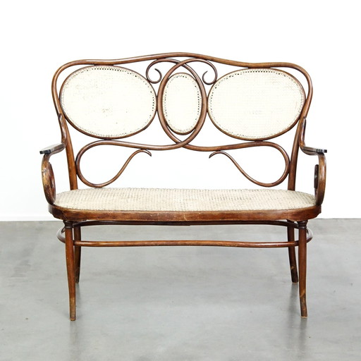 Vintage Thonet Design Bankje In Art Nouveau Stijl