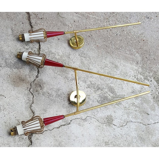 Image 1 of Paar Maison Lunel Muguet wandlampen, Royal Productions, Parijs - 1950