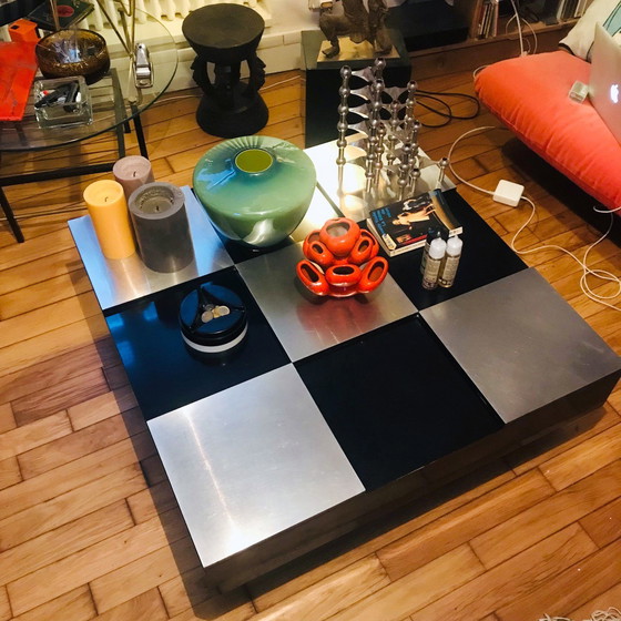 Image 1 of Vintage Damier salontafel - Mario Sabot - Ruimtetijdperk - 1970