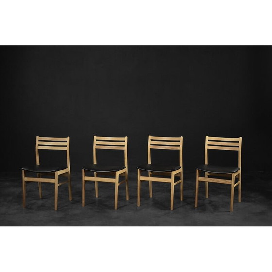 Image 1 of Set van 4 vintage Scandinavische eikenhouten eetkamerstoelen van Sax Møbelfabrik, jaren 1960