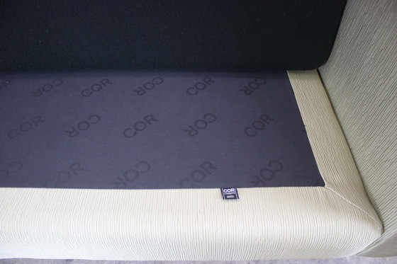 Image 1 of Cor Conseta bank drie zits ribstof zwart wit groen