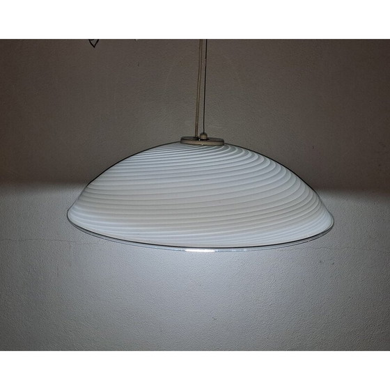 Image 1 of Vintage witte Murano glazen hanglamp, 1960