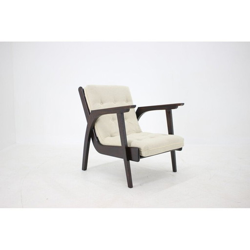Vintage eikenhouten fauteuil, Tsjecho-Slowakije 1960