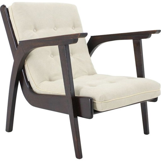 Vintage eikenhouten fauteuil, Tsjecho-Slowakije 1960