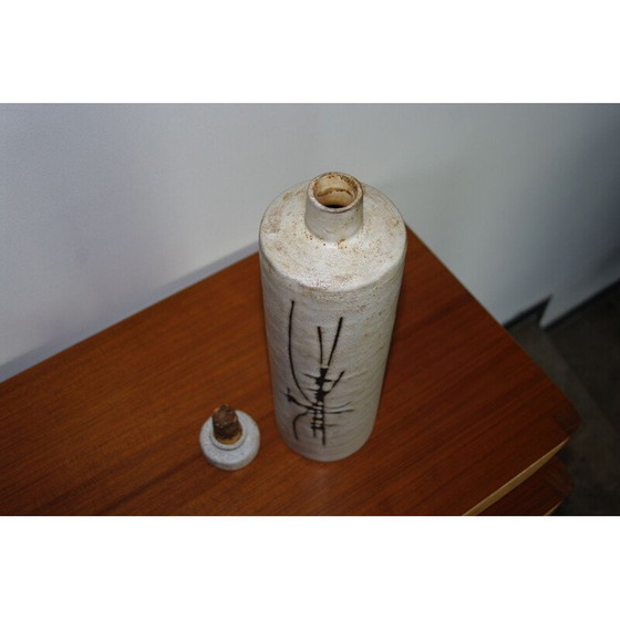 Image 1 of Vintage keramieken fles van Henri Cimal Vallauris, 1950