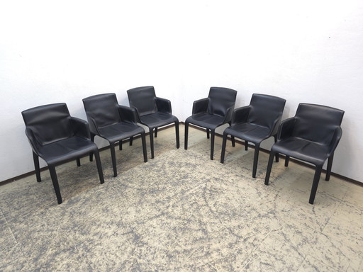 6 Walter Knoll Gio stoelen Design stoel Leren stoel Moderne eetkamerstoel