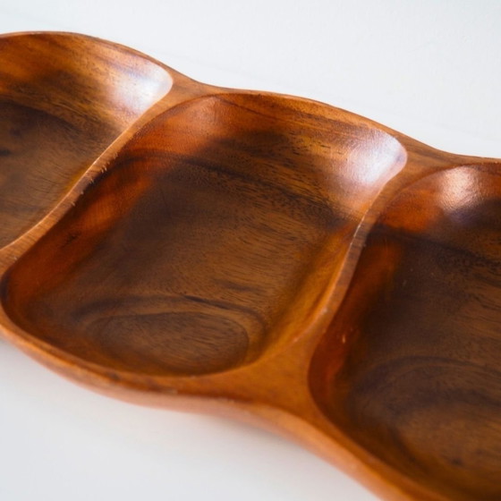 Image 1 of Houten serveerschaal uit 1960