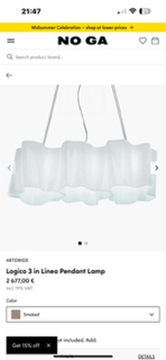 Image 1 of Artemide Lamp Logico 3 inline hanglamp