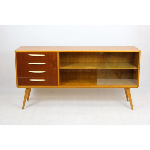 Vintage berken en mahonie dressoir, Tsjechoslowakije 1960