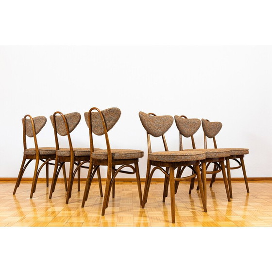 Image 1 of Set van 6 vintage eetkamerstoelen "Hearts" van H en J Kurmanowicz, Polen 1950